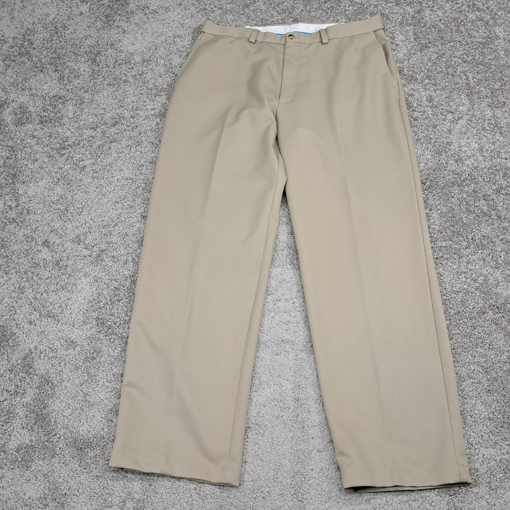 Haggar Mens Tan Dress Slacks‎ Flat Front Straight Leg Khaki Pants 36x31 (38x29)